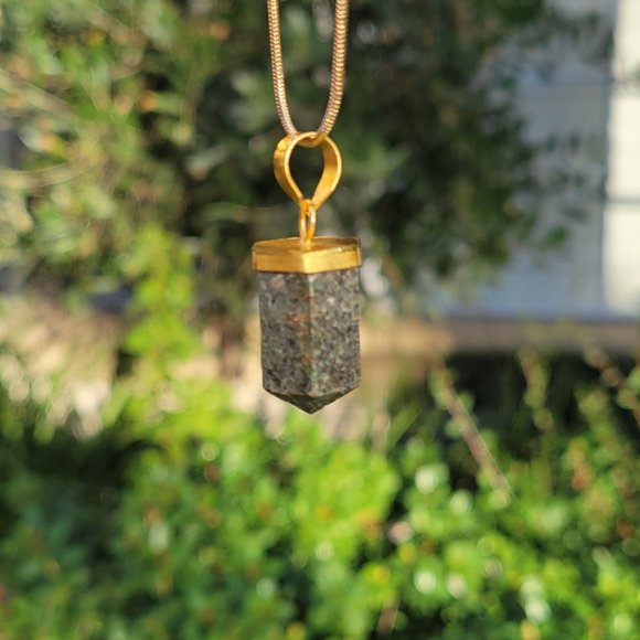 Ruby Zoisite Point Gold-Plated Pendant - Picture 3 of 5